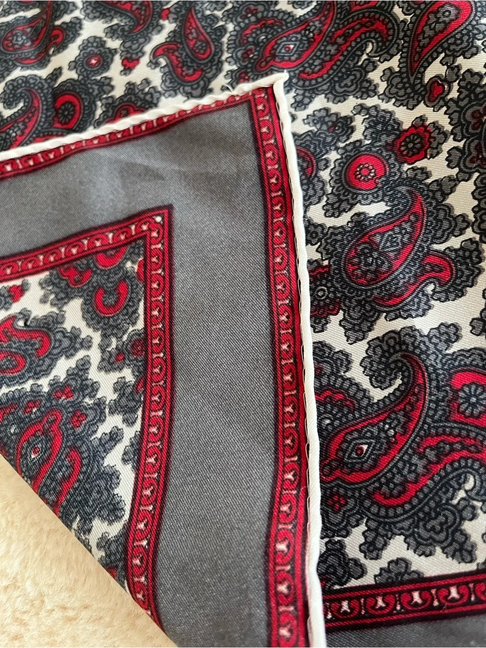 Gorgeous Silk Paisley Print Women's Scarf- Burgundy, Black & White!